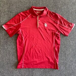 Nike Golf Oklahoma Sooners OU Polo Shirt Mens L Red Dri-FIT Tour Performance